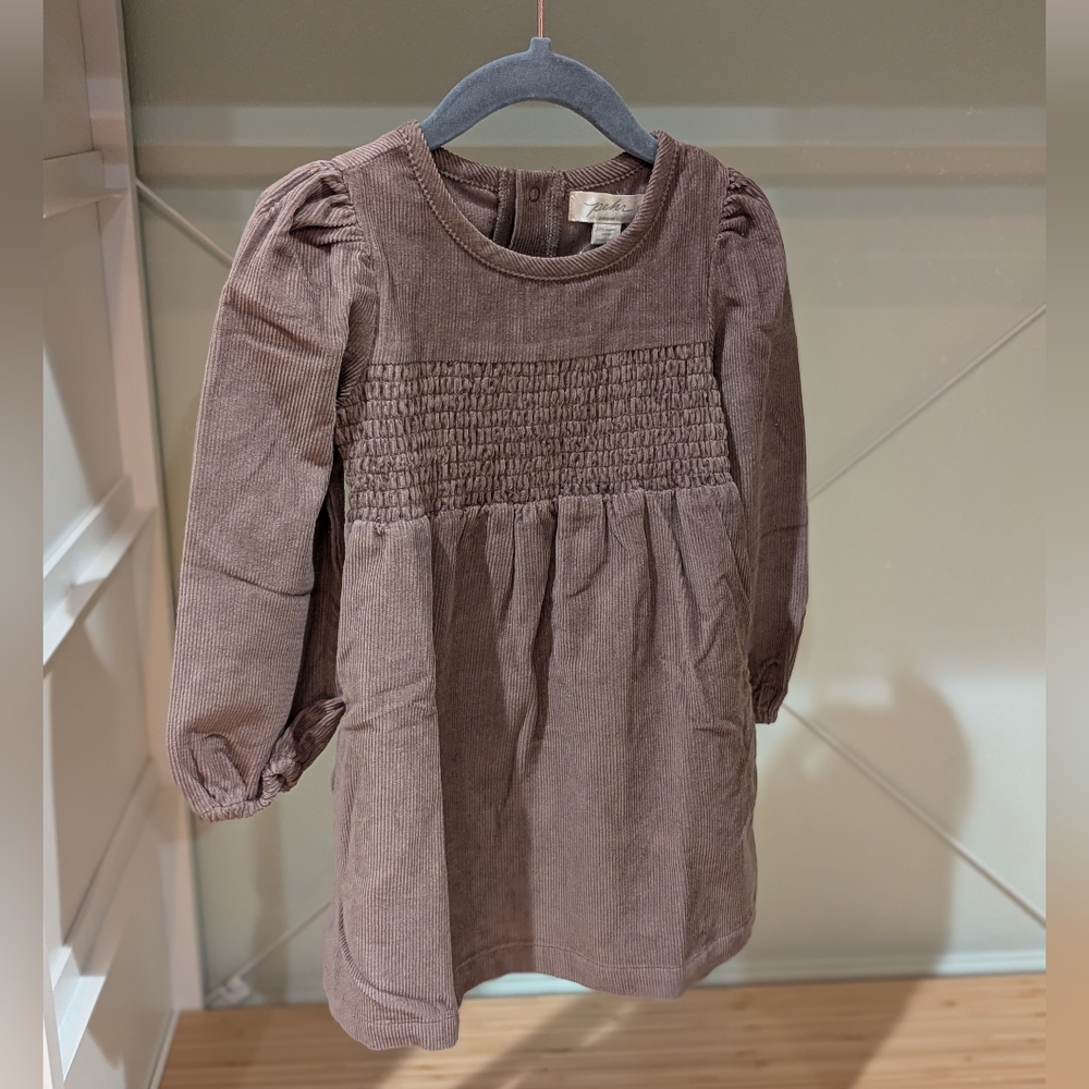 Pehr toddler corduroy dress brown "portobello"